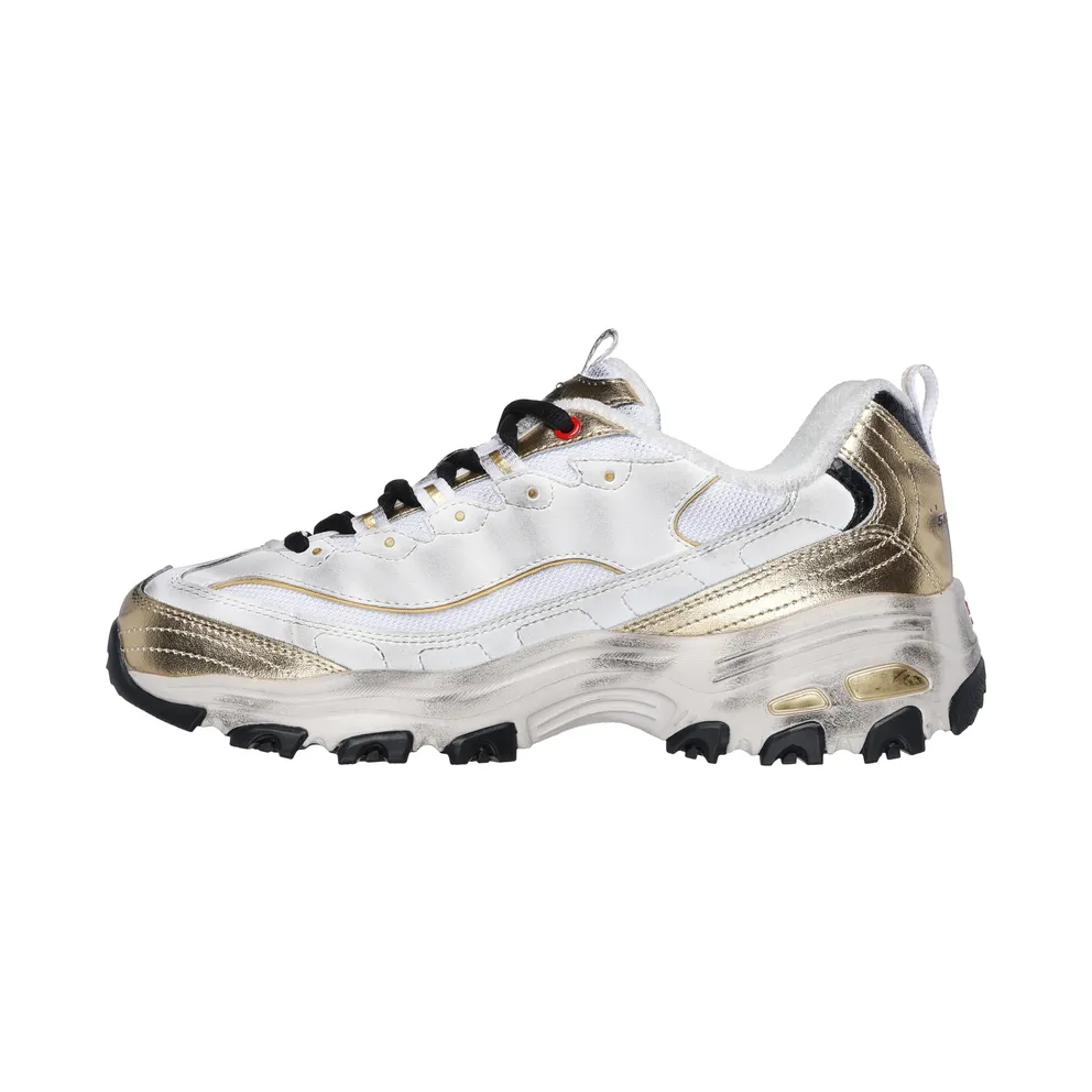 Skechers D’Lites – Vintage Vision – White / Black / Gold (150245 WBGD)