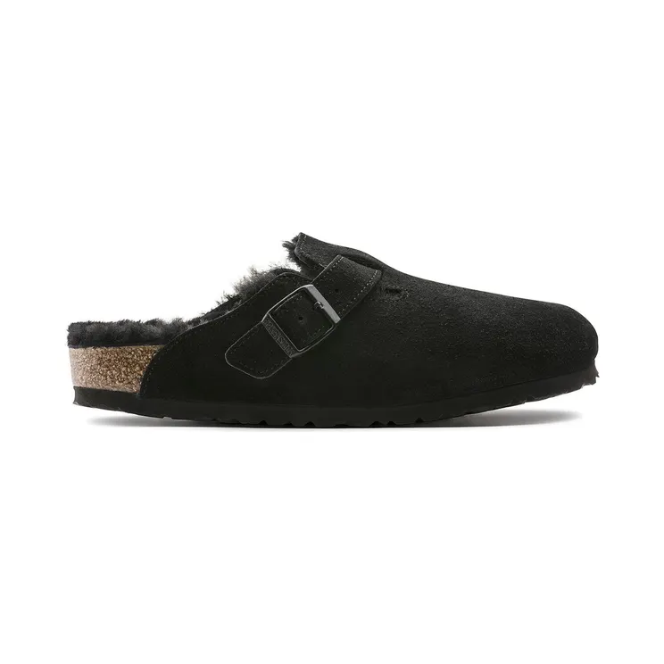 Birkenstock Boston Shearling (Medium/Narrow Fit) Suede Leather Black – “Black” (259883)