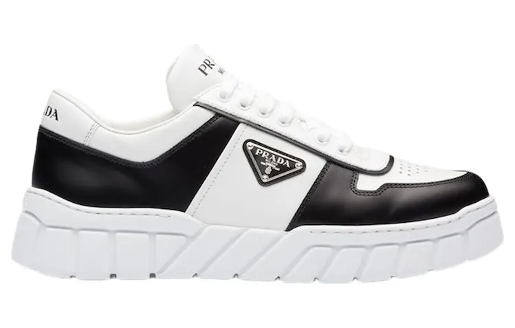 Prada Voluminous Sneakers Leather White Black (2EE378_3LJ6_F0964)