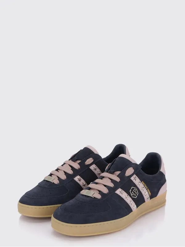 Philipp plein Retro Rebel Suede Sneakers with Applied Stars Blue (SAFSUSC0911PLE009N14)