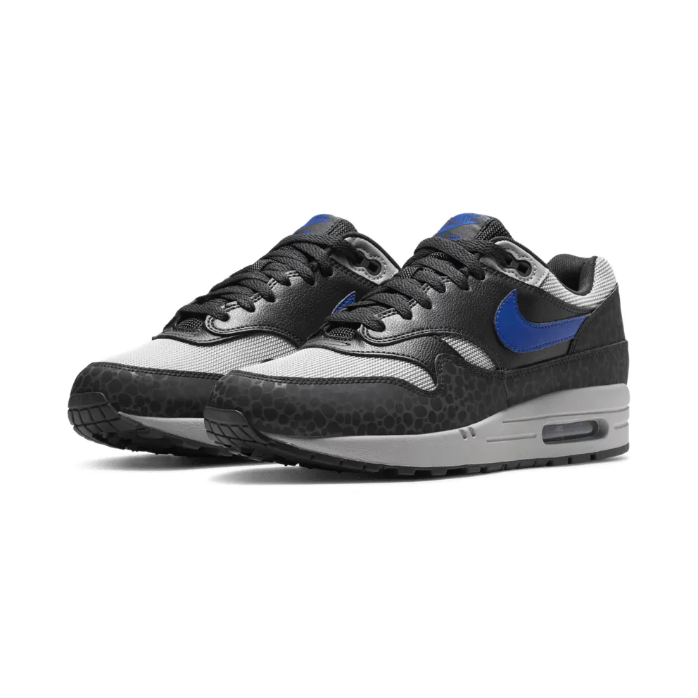 Nike Air Max 1 Safari Reflective Black Off Noir/Atmosphere Grey-Hyper Blue (BQ6521-001)