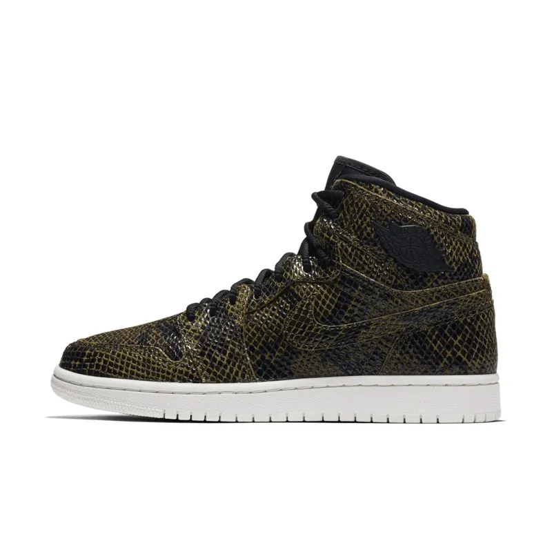 Jordan 1 Retro High Snakeskin (W) Olive Canvas/Phantom-Black (AH7389-302)