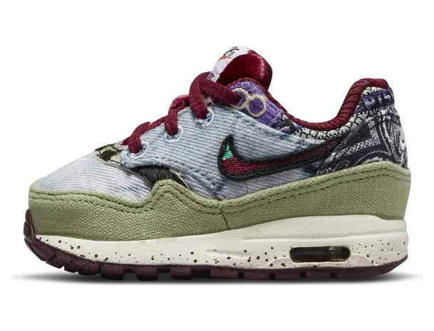 Nike Air Max 1 SP Concepts Mellow (TD) – “Oil Green / Black / Team Red / Sail” (DR2363-300)