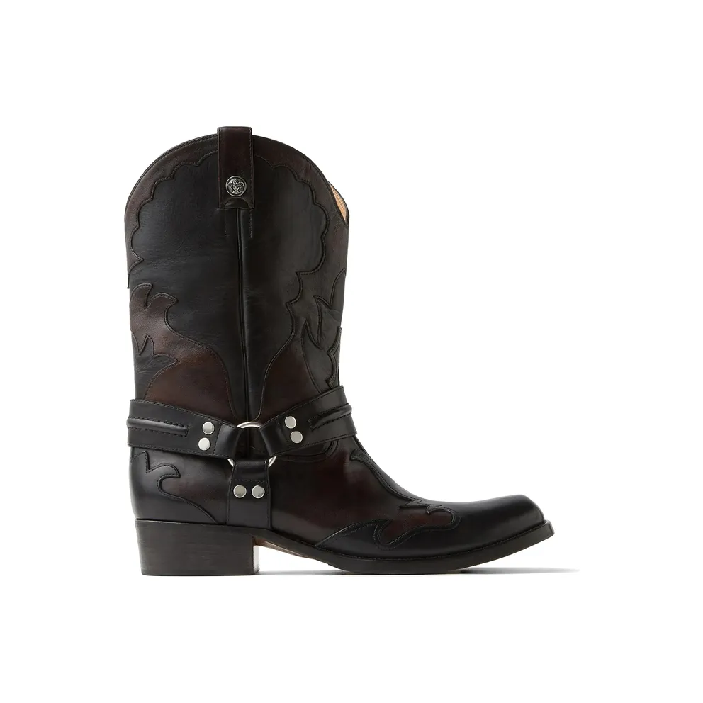 Versace Sylvester Leather Texan “Black/Brown” (1A18030 1024743 2BD6K)