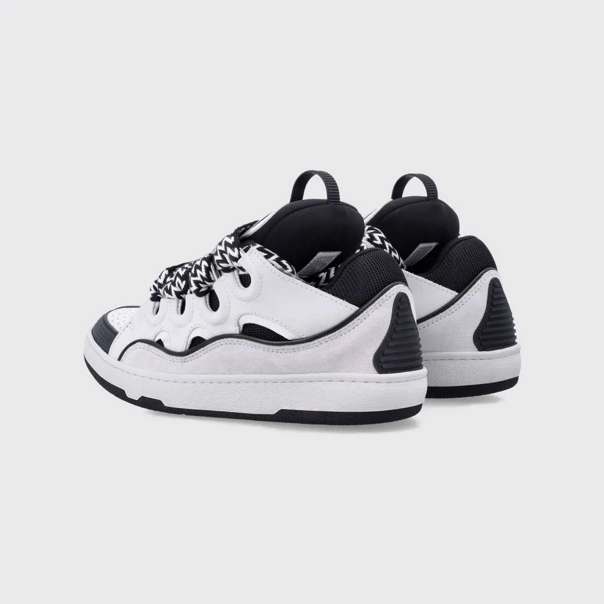 Lanvin Curb Low-Top Leather and Mesh Trainers with Bicolour Design White (FUSKDK12BICO0010) (2)