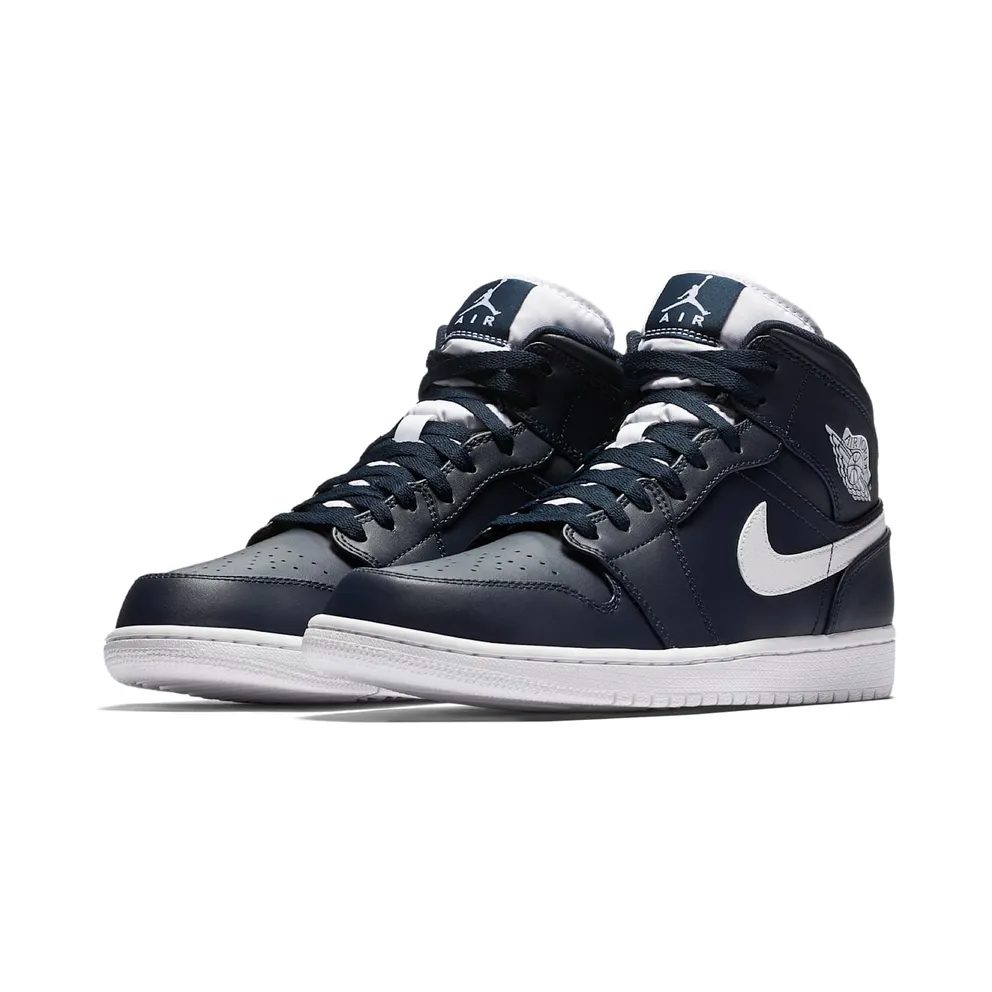 Jordan 1 Retro Mid Obsidian White Obsidian/White-White (554724-402)