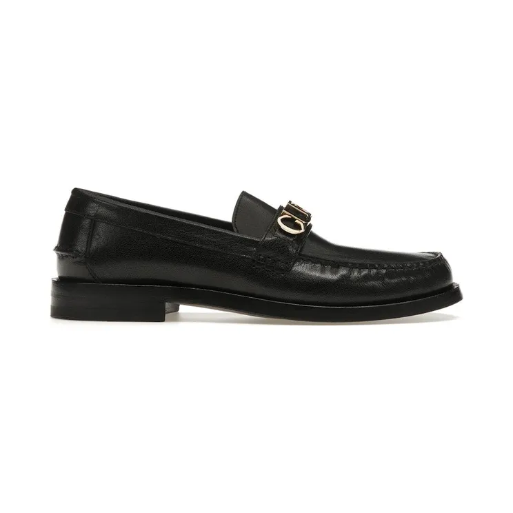 Gucci Logo Loafers Black Leather (700036 D3V00 1000)