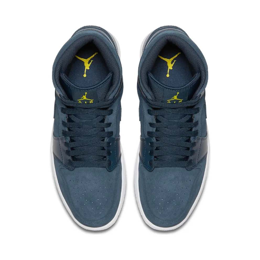Jordan 1 Retro Mid Armory Navy Armory Navy/Electrolime-White (554724-421)