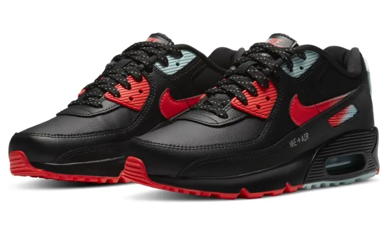 Nike Air Max 90 Black Bright Crimson Glacier Ice (GS)