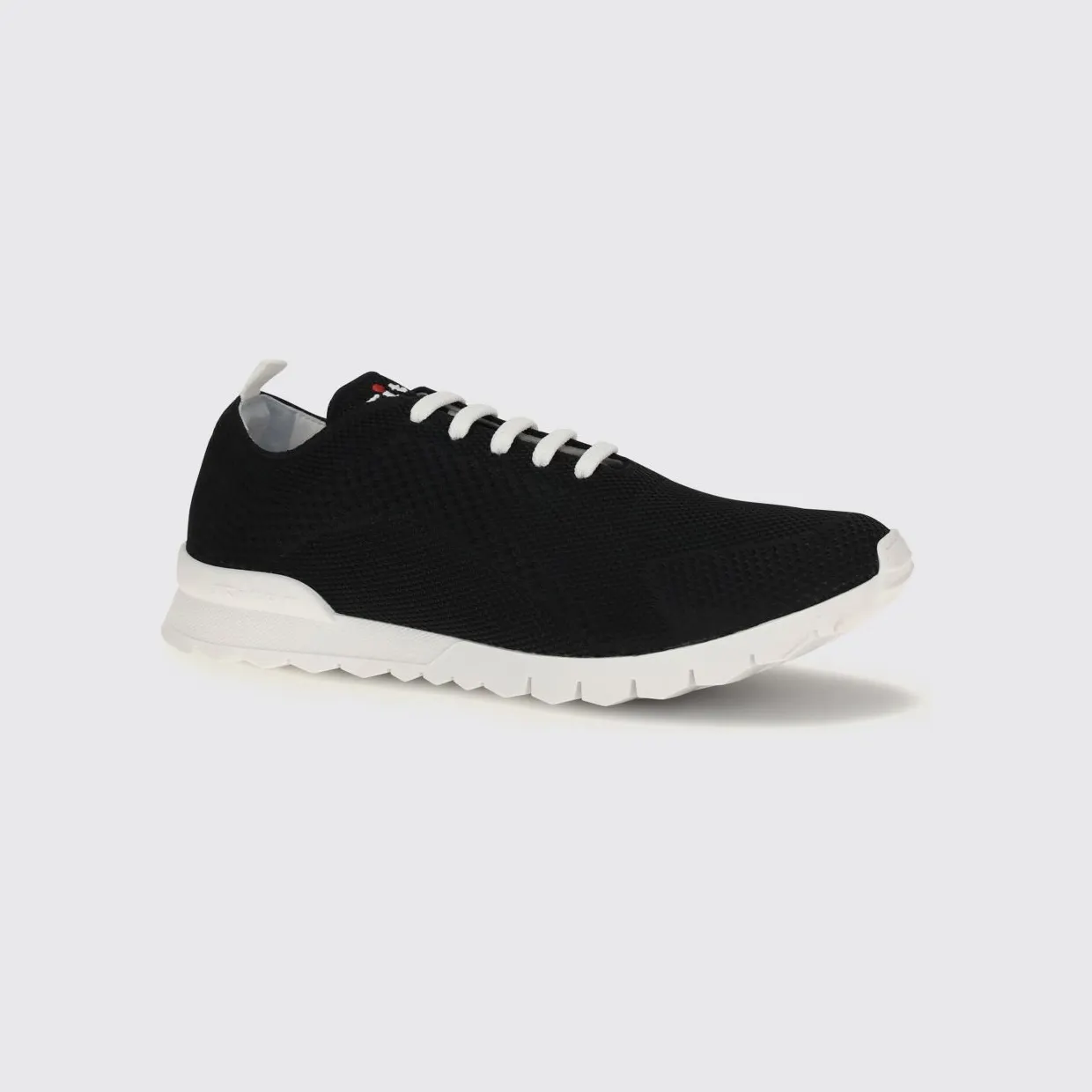 Kiton Low Top Sneakers in Stretch Cotton Knit with Lettering Logo Black (USSFITSN0080903NERO)