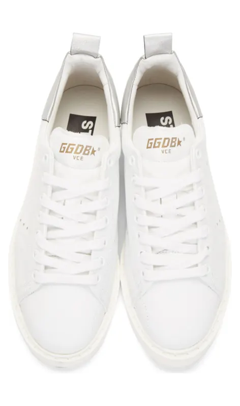 Golden Goose White and Silver Starter Sneakers (G35MS631.Q8) (4)