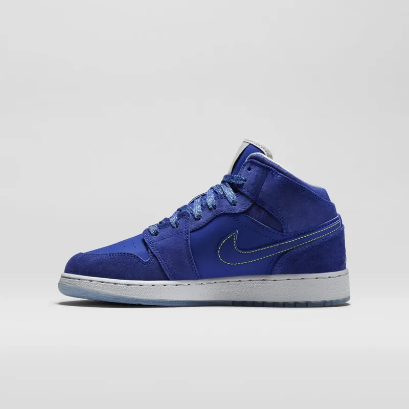Jordan Air 1 Mid GG Deep Royal Blue (GS) Deep Royal Blue/Fierce Green Wolf Grey (555112-407)