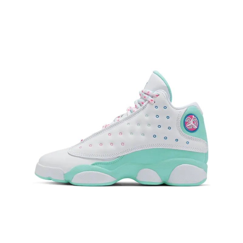 Jordan 13 Retro White Soar Green Pink (GS) White/Soar-Green-Pink (439358-100)
