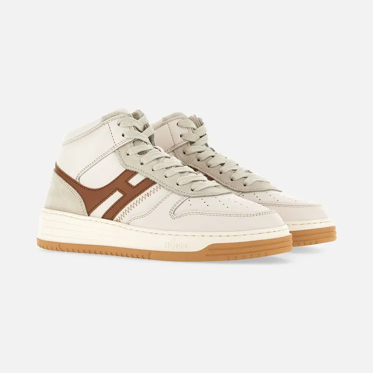 Sneakers Hogan H630 High Top White Ivory Brown (HXM6300EU40OEA641X)