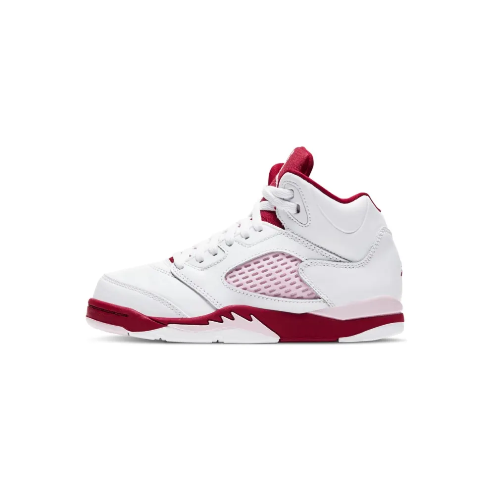 Jordan 5 Retro White Pink Red (PS) White/Pink Foam-Gym Red (440893-106)