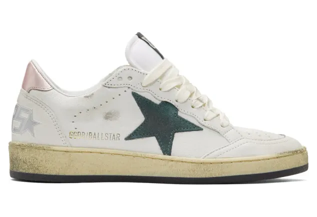 Golden Goose White and Green Superstar Sneakers (G35WS592.V1)