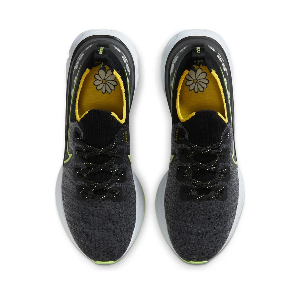 Nike React Infinity Run Flyknit Daisy Black/Speed Yellow-White-Ghost Green (CW5573-001)