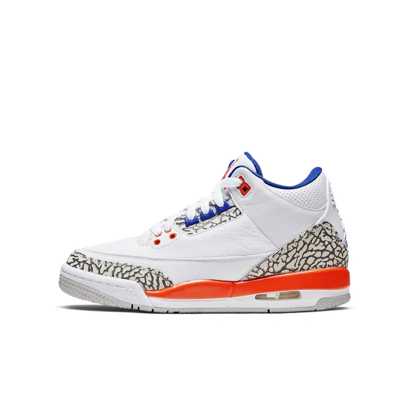 Jordan 3 Retro Knicks (GS) White/Old Royal-University Orange-Tech Grey (398614-148)