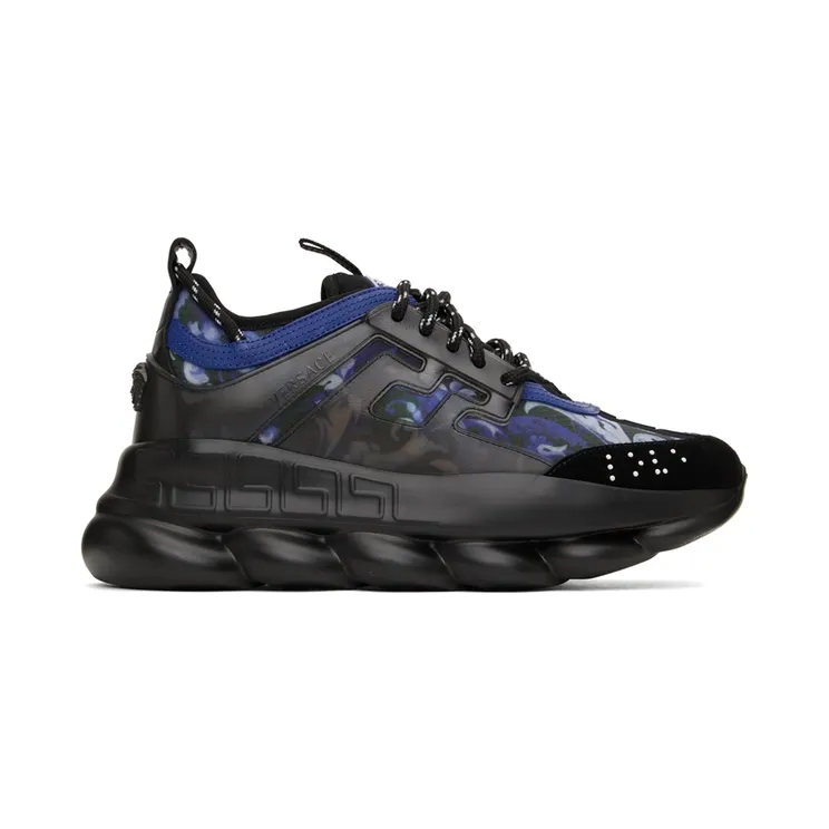 Versace Black & Blue Chain Reaction Sneakers (DSU7071E 1A00843)