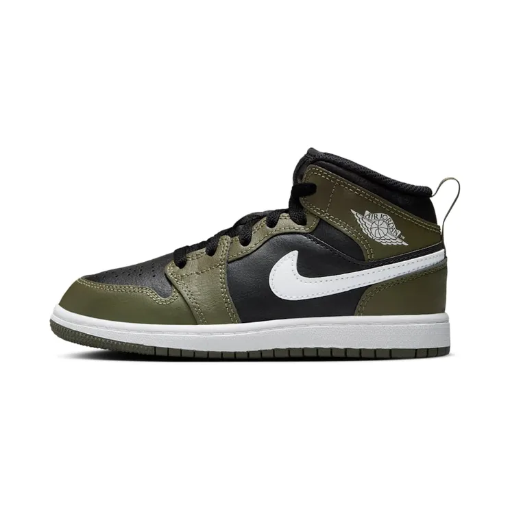 Jordan 1 Mid “Black / Medium Olive / White” (DQ8424-092)