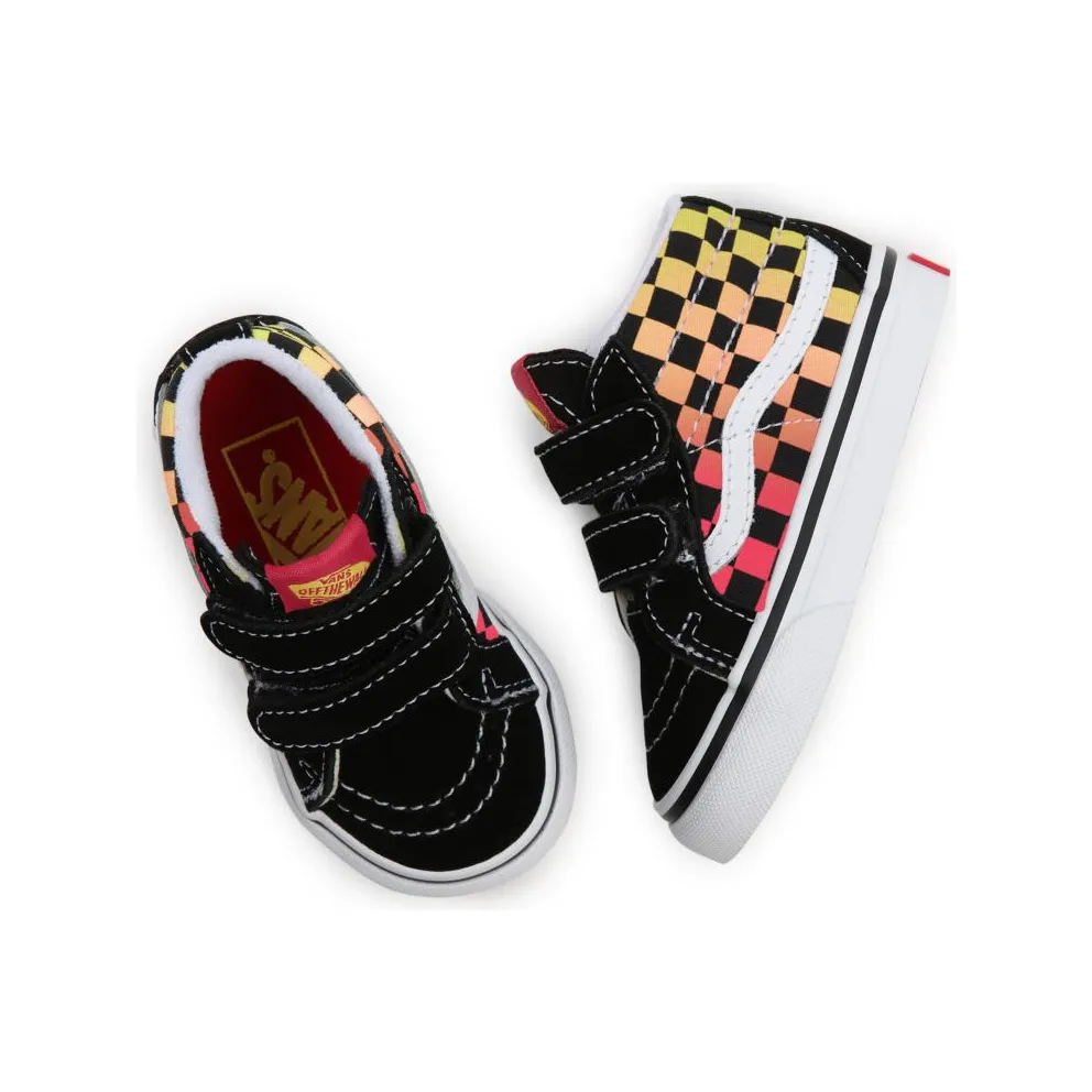 VANS Flame Logo Repeat Sk8-mid Reissue Velcro Toddler Shoes Black (VN0A5DXDABX)