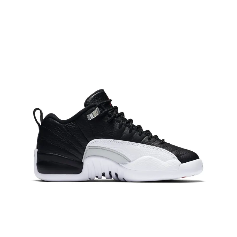 Jordan 12 Retro Low Playoffs (GS) Black/Varsity Red-White-Metallic Silver (308305-004)