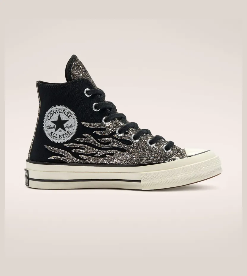 Converse Chuck 70 High ‘Archival Glitter Flame – Black Egret’ Black/Egret/Black (569387C)