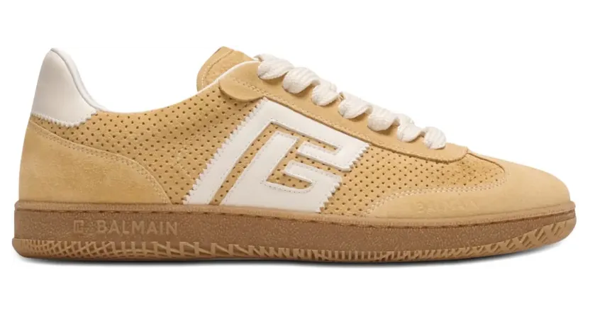 Balmain Swan sneakers met geperforeerd detail – Beige (GN1VI735LACS)