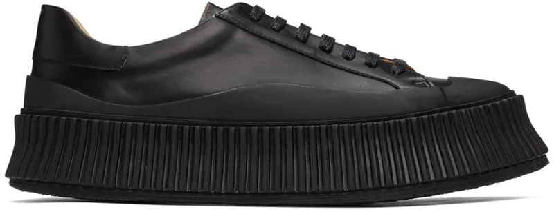 Jil Sander Black Leather Platform Sneakers (JI32535A_12280)