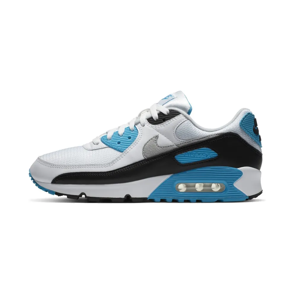 Nike Air Max 90 Laser Blue (2020) White/Black-Grey Fog-Laser Blue (CJ6779-100)