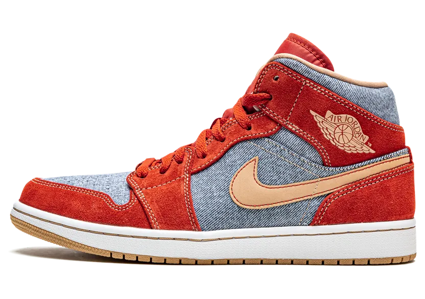 Jordan 1 Mid Denim – “Cinnabar / Hemp / White” (DM4352-600)