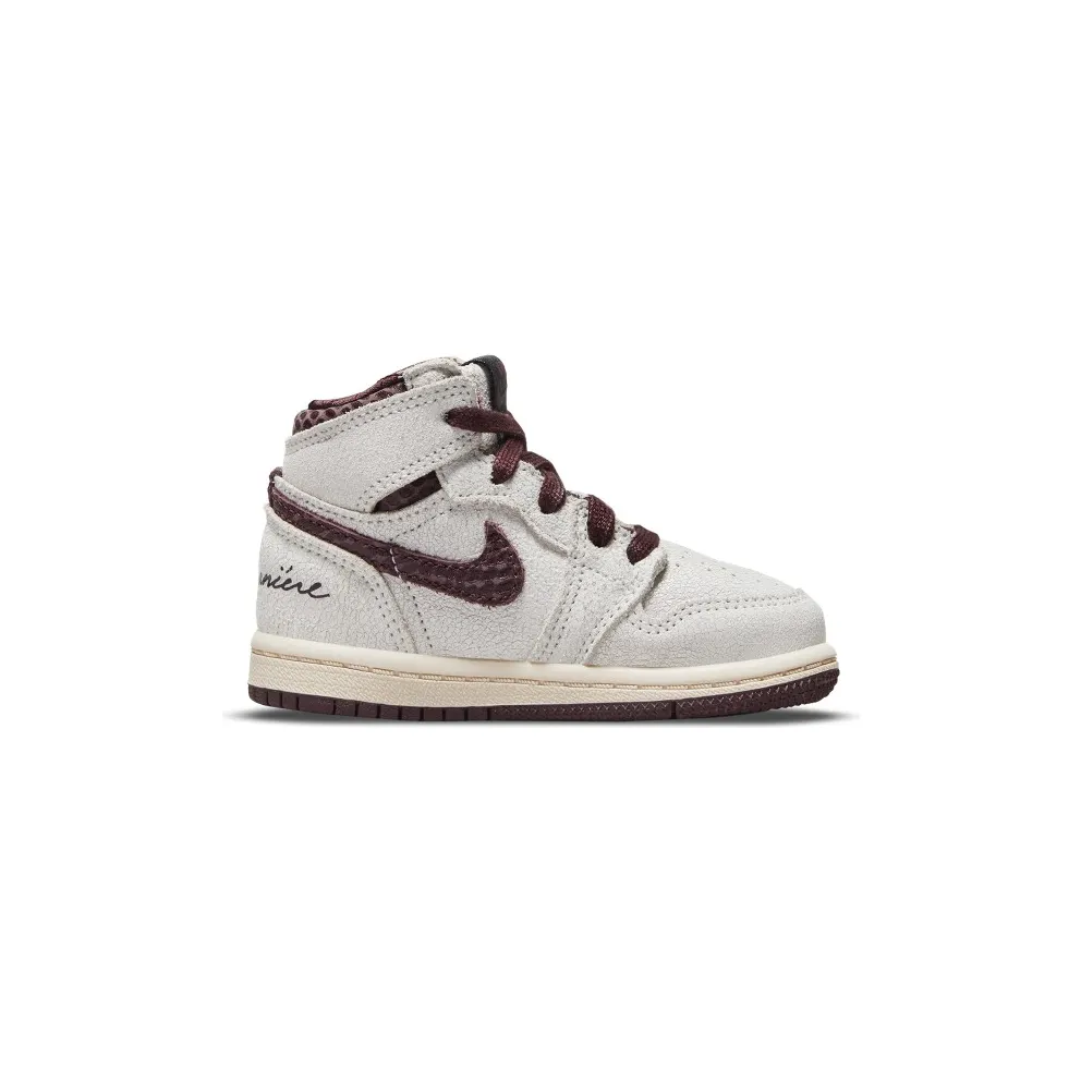 Air Jordan x Ma Maniere 1 High OG (TD) – “Sail / Burgundy Crush” (DO7098-100)