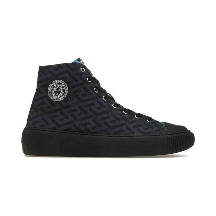 Versace Greca High Top Greek Print Dark Blue Black (DSU8403-1A02719_5U32P)