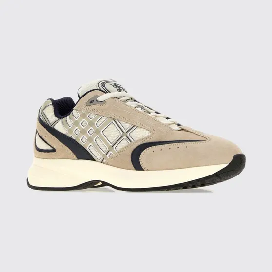 BURBERRY Eclipse Suede and Mesh Sneakers with Check Inserts Beige (8127674)