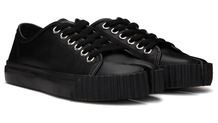 Maison Margiela Black Leather Tabi Low-Top Sneakers (S58WS0222 P4344) (4)