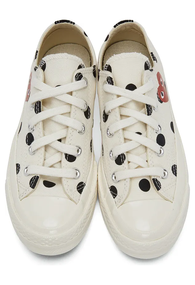 Comme des Garçons Play Black Converse Edition Polka Dot Heart Chuck 70 Low Sneakers (K114) (5)