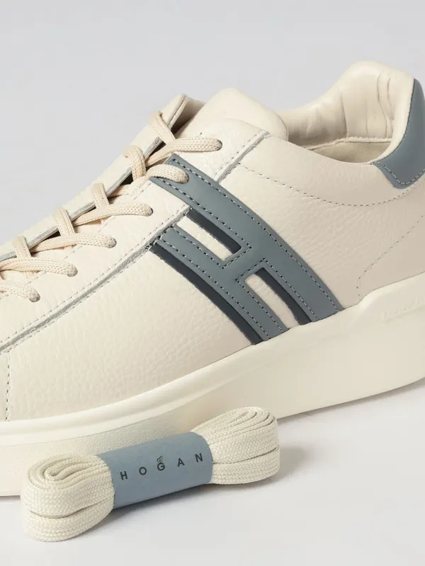 Hogan H580 Hammered Leather Sneakers Ivory (HXM5800DV42UXS828D) (3)