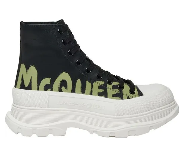 Alexander McQueen Tread Slick Boot Graffiti Black Khaki (777960WIAT61680)