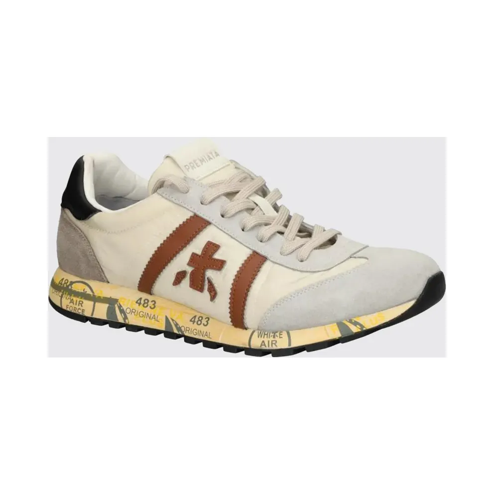 Premiata Lucy Sneakers in Suede and Used Nylon White (LUCY8189)