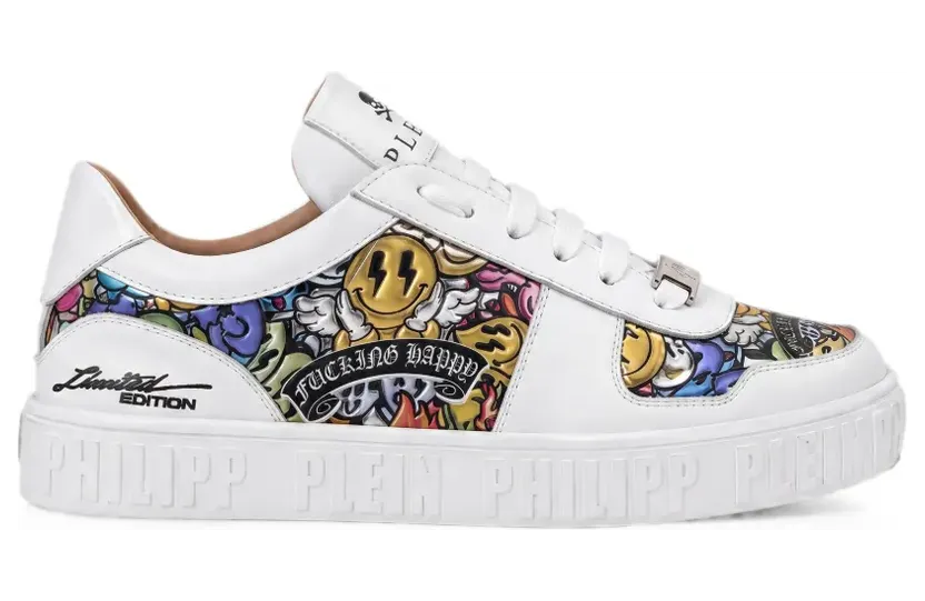 Philipp Plein Mirror Smile graphic-print sneakers – Wit (UAFSUSC1077PLE010N)