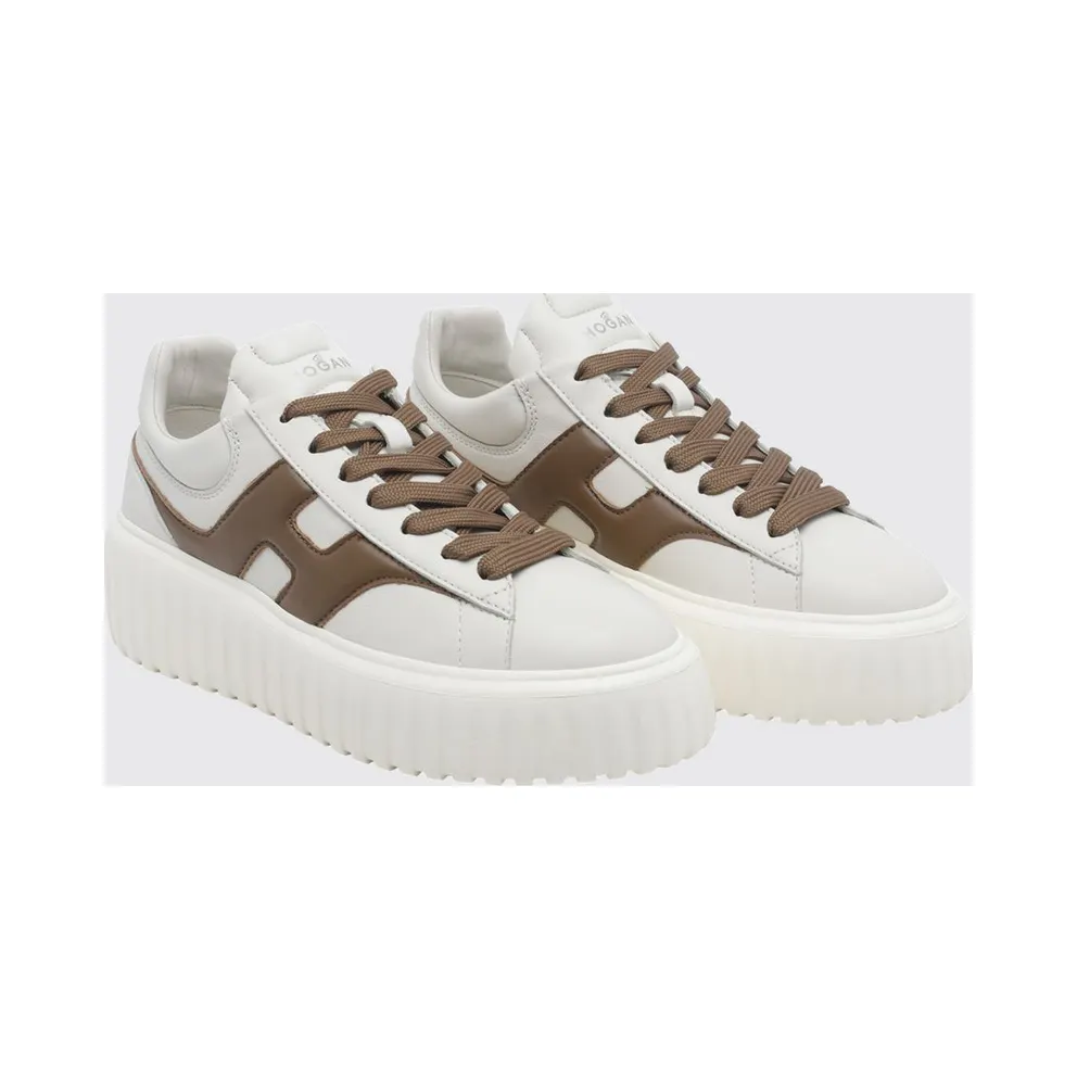 Hogan H-Stripes Smooth Leather Platform Trainers White 1 (HXW6450FE91LE902RK)