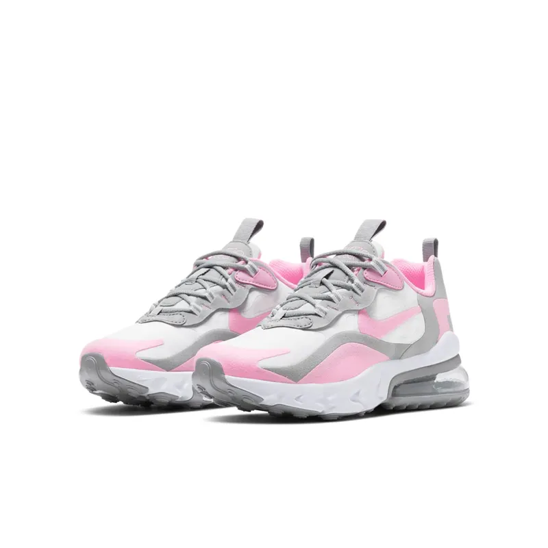 Nike Air Max 270 React White Pink (GS) White/Light Solar Flare Heather/Metallic Silver (BQ0103-104)