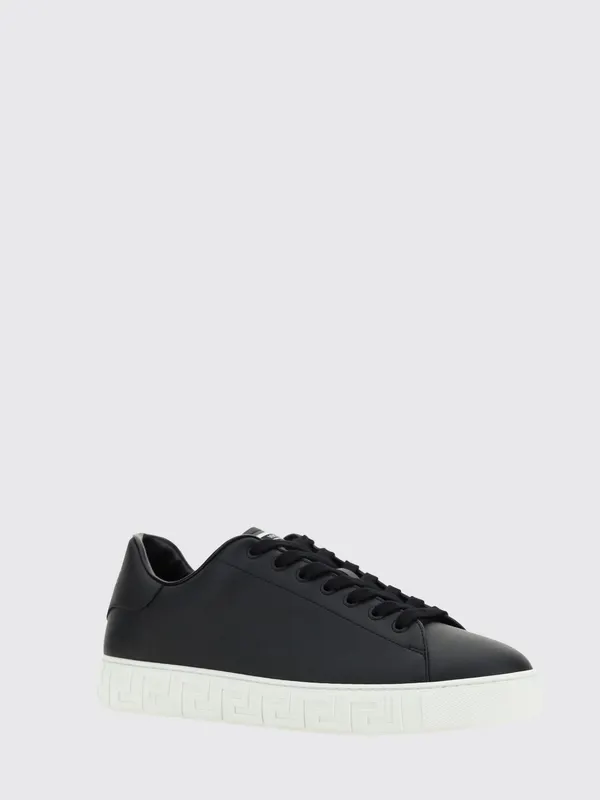 Versace Greca Smooth Calfskin by with Lettering Logo Black (10144601A096081B000)