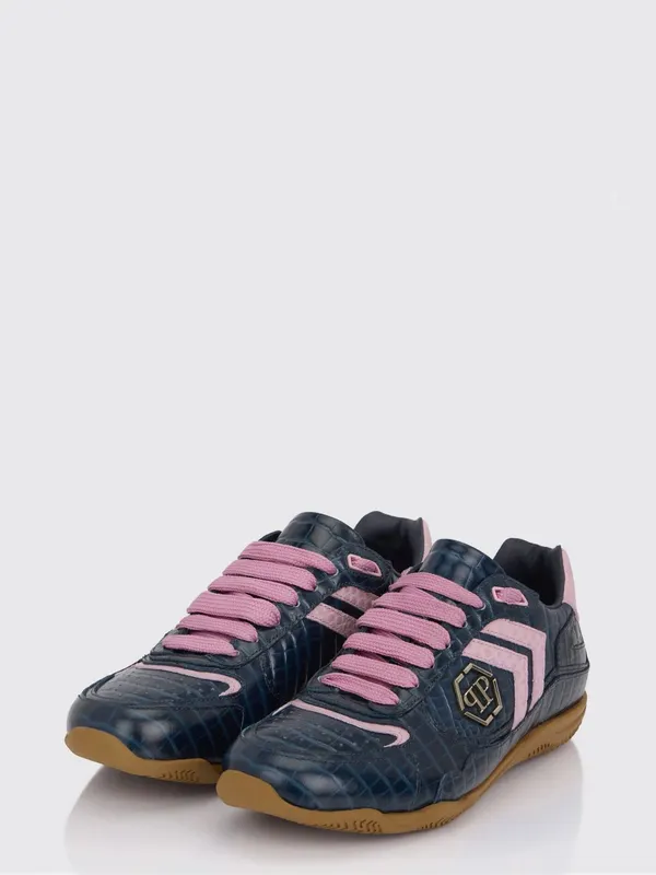 Philipp plein Pit-$top Crocodile Print Leather Sneakers Blue (SAFSUSC0907PLE010N14)