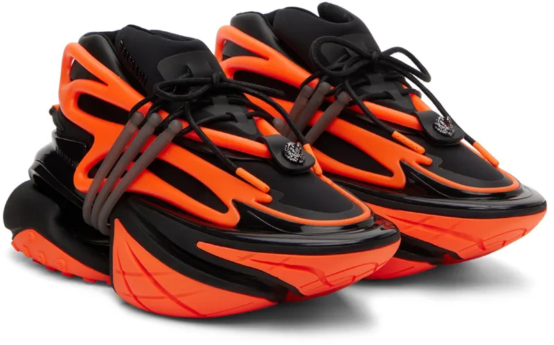 Balmain Black & Orange Unicorn Low-Top (YM1VJ309KNCA)