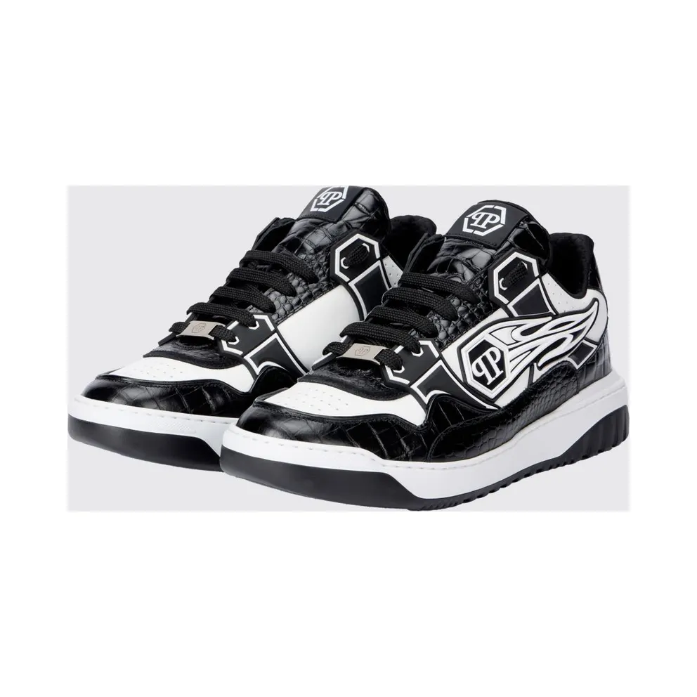 Philipp plein Moonwalker Sneakers in Crocodile Print Leather White 1 (SAFSMSC4075PLE005N0102)