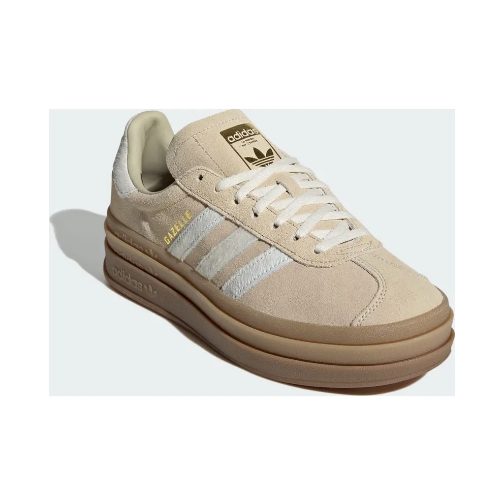 Adidas GAZELLE BOLD Shoes Stone Khaki / Cream White / Gold Metallic (IH4201)