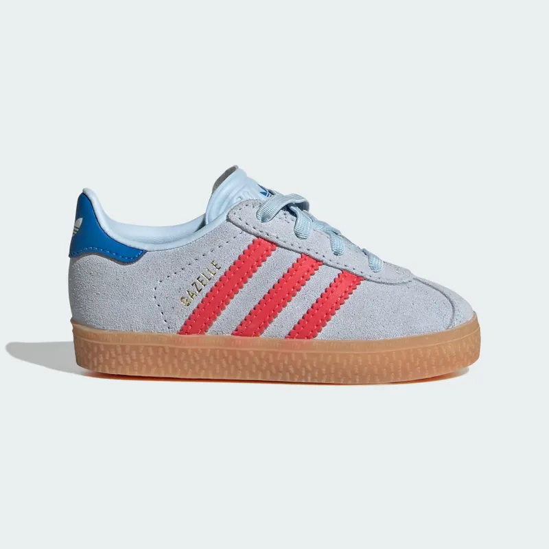 Adidas Gazelle Comfort Closure Elastic Laces Shoes Crystal Sky / Semi Lucid Red / Blue Bird (KI4037)