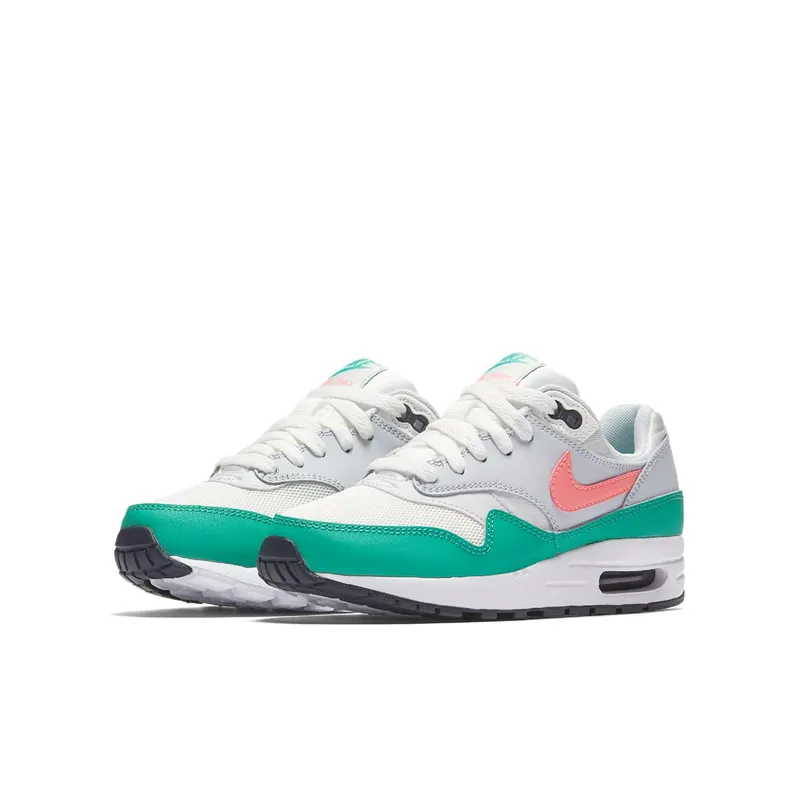 Nike Air Max 1 South Beach (GS) Summit White/Kinetic Green-Pure Platinum-Sunset Pulse (807602-105)