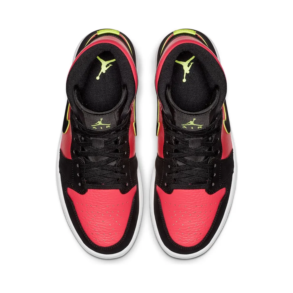 Jordan 1 Mid Black Hot Punch (W) Black/Volt-Hot Punch-White (BQ6472-006)